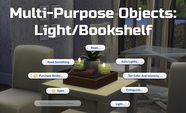 Multi Purpose Objects Light and Bookshelf by Ilex from Mod The Sims