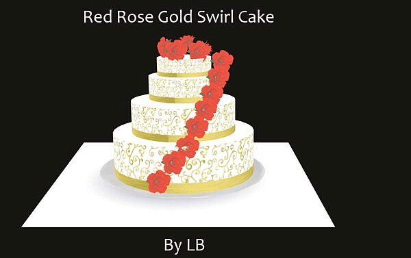 Red Rose Gold Swirl Cake by Laurenbell2016 from Mod The Sims