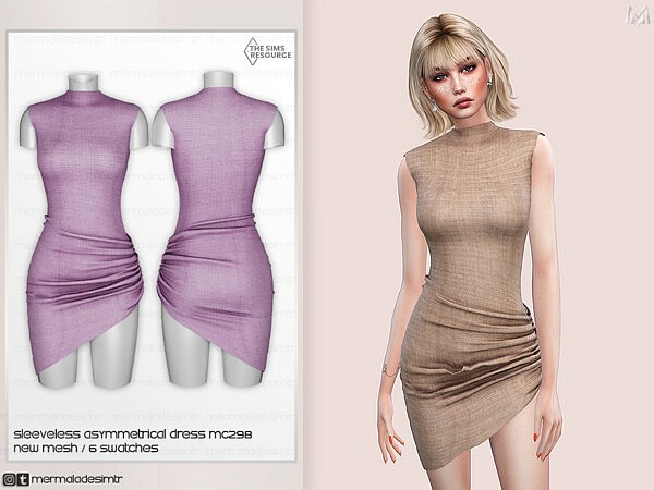 Sleeveless Asymmetrical Dress by mermaladesimtr from TSR