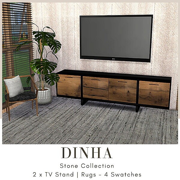Stone Collection TV Stand and Rugs from Dinha Gamer