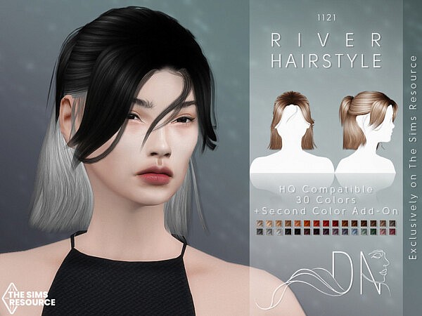 River Hairstyle with Second Color Add on by DarkNighTt from TSR