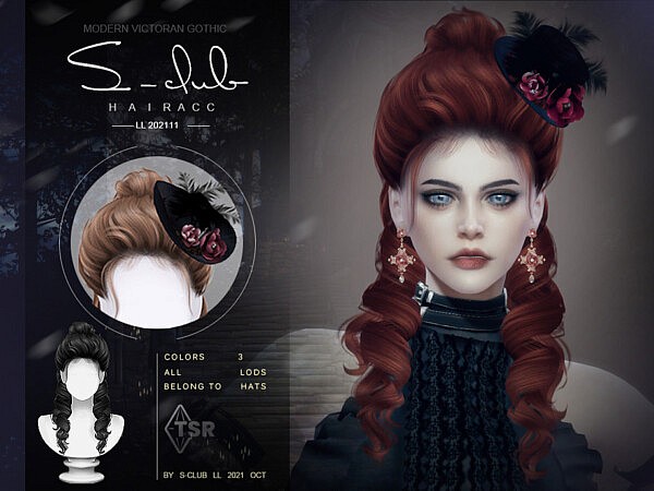 Modern Gothic rose feather hat model B by S Club from TSR