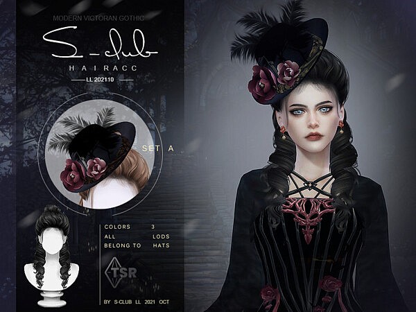 Modern Gothic rose feather hat model A by S Club from TSR