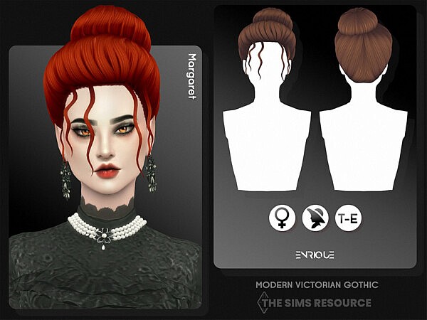 Modern Victorian Gothic   Margaret Hairstyle by Enriques4 from TSR