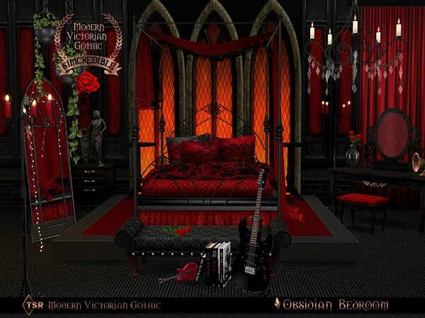 Modern Victorian Gothic   Obsidian Bedroom by SIMcredible! from TSR
