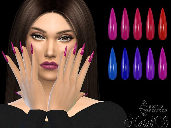 Red blue palette stiletto nails by NataliS from TSR