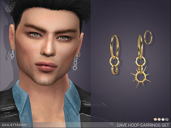 Dave Hoop Earrings Set by feyona from TSR