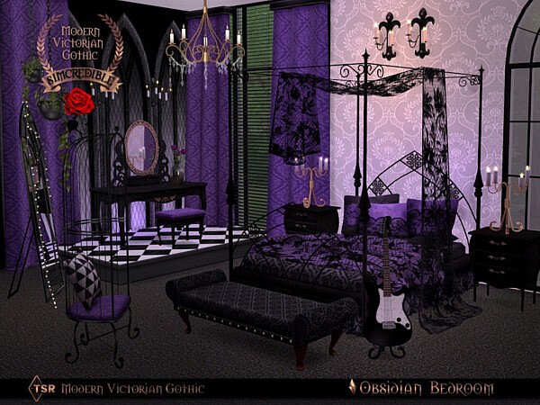 Modern Victorian Gothic   Obsidian Bedroom by SIMcredible! from TSR