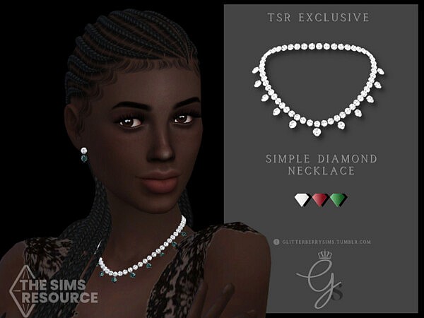 Simple Diamond Necklace by Glitterberryfly from TSR