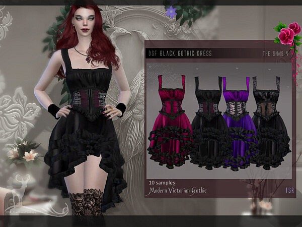 Modern Victorian Gothic  Black gothic dress by DanSimsFantasy from TSR