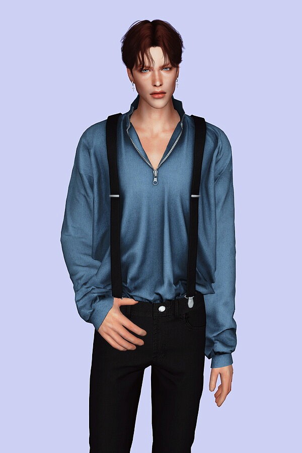 Half-Zip Sweatshirt with Suspender from Gorilla • Sims 4 Downloads