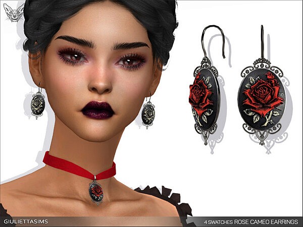 Victorian Gothic Rose Cameo Earrings by feyona from TSR
