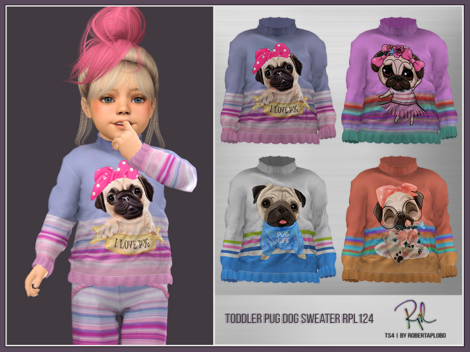 Toddler Pug Dog Sweater RPL124 by RobertaPLobo from TSR • Sims 4 Downloads