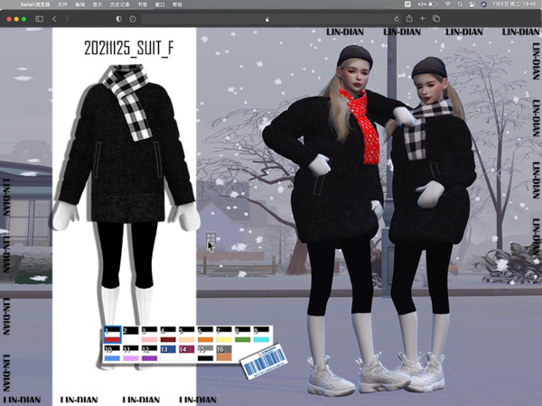 Cotton jacket scarf and gloves by LIN DIAN from TSR