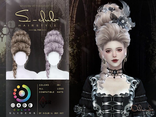 Modern Victorian Gothic curly hair buns(Orlando) by S Club from TSR