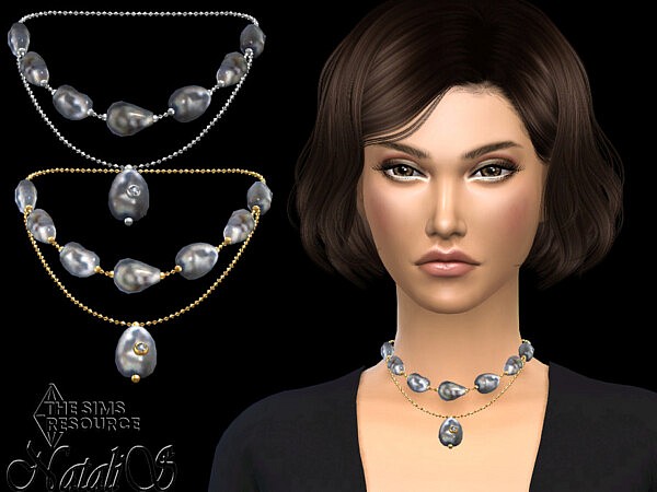 Baroque pearl double necklace by NataliS from TSR