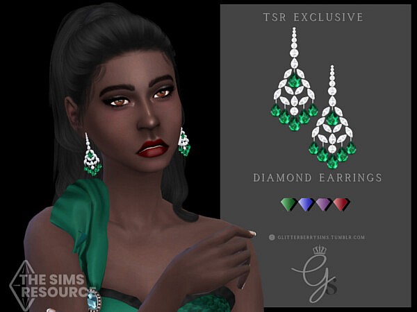 Emerald Drop Earrings by Glitterberryfly from TSR