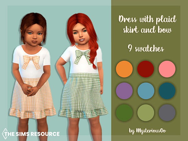 Dress with plaid skirt and bow by MysteriousOo from TSR