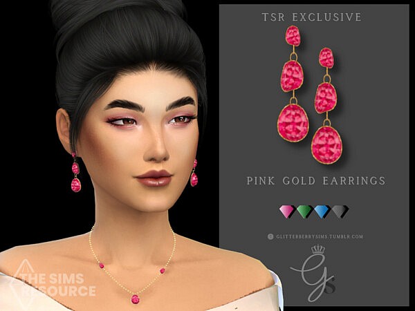 Pink Gold Earrings by Glitterberryfly from TSR