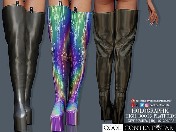 Holographic High Boots Platform by sims2fanbg from TSR