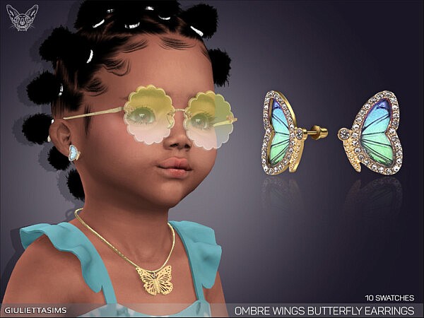 Ombre Wings Butterfly Earrings For Toddlers by feyona from TSR