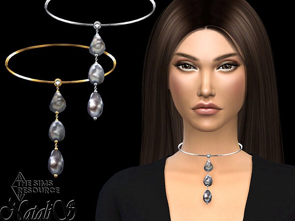 Baroque pearl pendant choker by NataliS from TSR