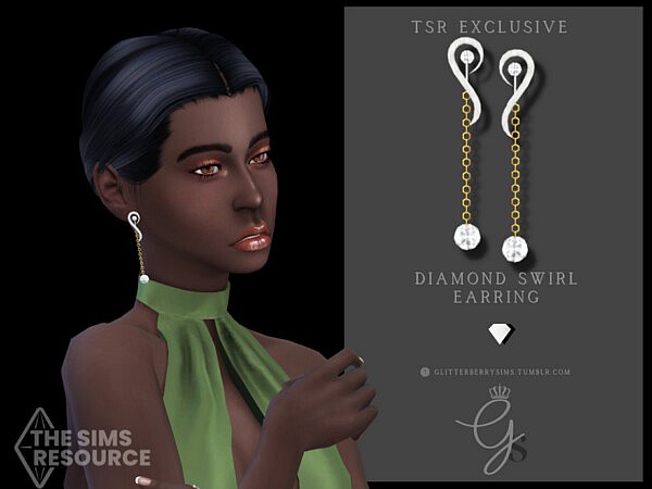 Diamond Swirl Earring by Glitterberryfly from TSR