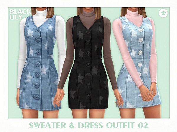Sweater & Dress Outfit 02 by Black Lily from TSR