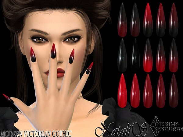 Modern Victorian Gothic stiletto nails by NataliS from TSR