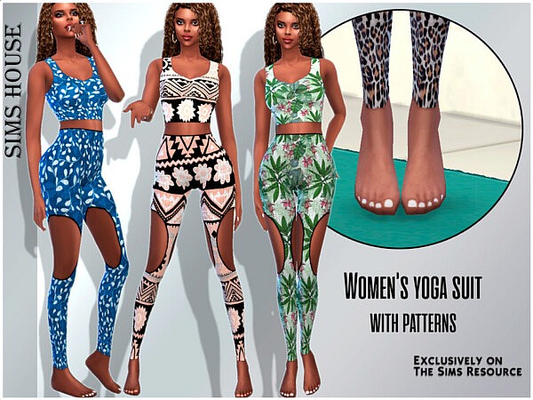 Womens yoga suit with patterns by Sims House from TSR