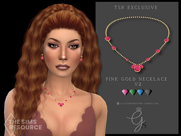 Pink Gold Necklace V2 by Glitterberryfly from TSR