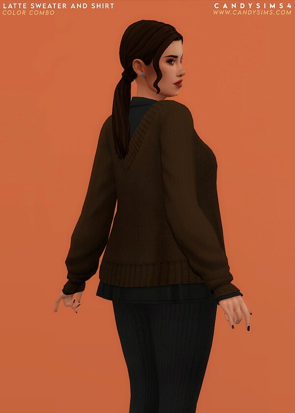 Latte Sweater and Shirt from Candy Sims 4