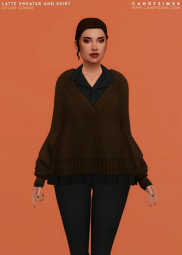 Latte Sweater and Shirt from Candy Sims 4