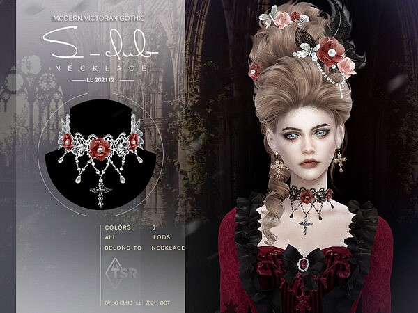 Modern Gothic rose necklace by S Club from TSR