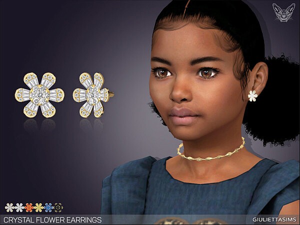 Crystal Flower Earrings  Child by feyona from TSR