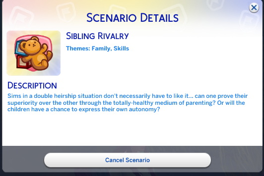 Custom Scenario Sibling Rivalry by DaleRune from Mod The Sims