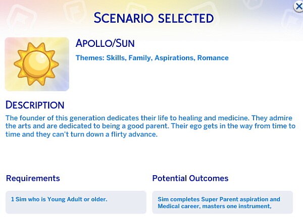 Greek God Challenge Scenarios Apollo and Sun by DaleRune from Mod The Sims