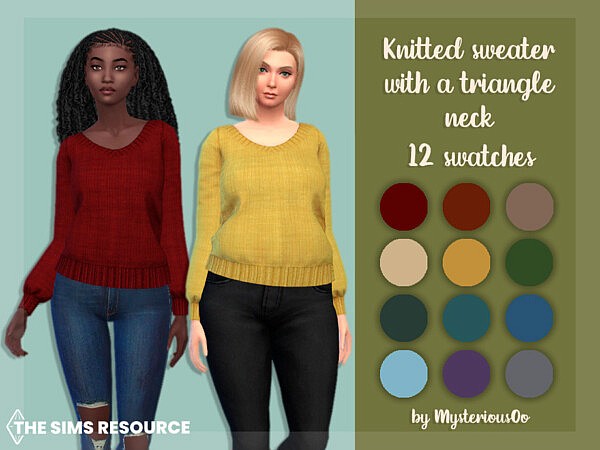 Knitted sweater with a triangle neck by MysteriousOo from TSR