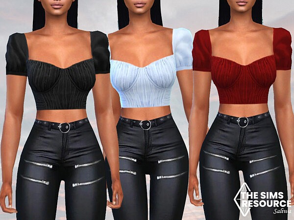 Puff Sleeve Bustier Tops by Saliwa from TSR