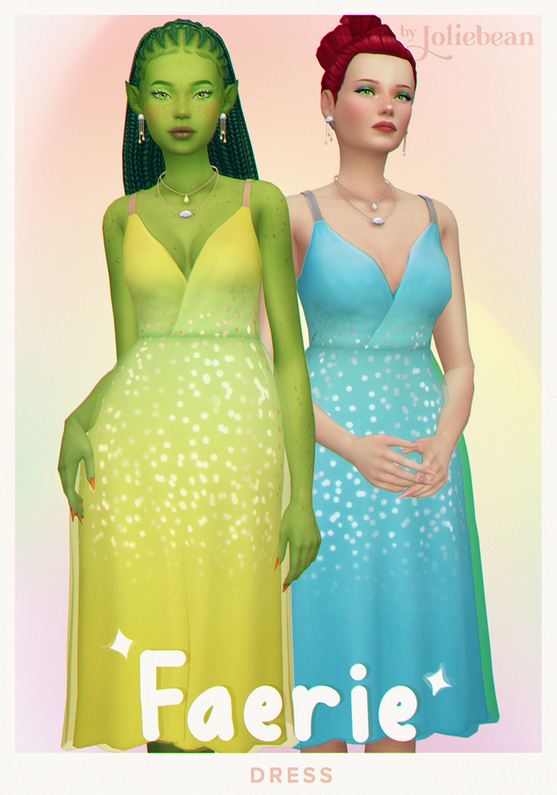 Faerie Dress, Raindrop earrings and necklace from Joliebean • Sims 4 ...