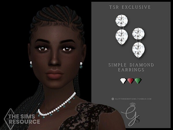 Simple Diamond Earrings by Glitterberryfly from TSR
