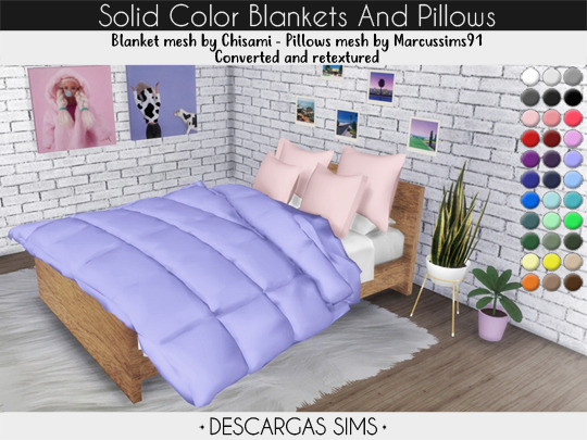 Solid Color Blankets And Pillows from Descargas Sims