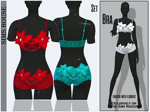 Set Lingerie with flowers Bra by Sims House from TSR