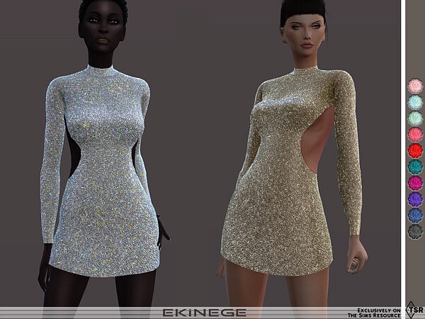 Open Back Sequin Mini Dress by ekinege from TSR