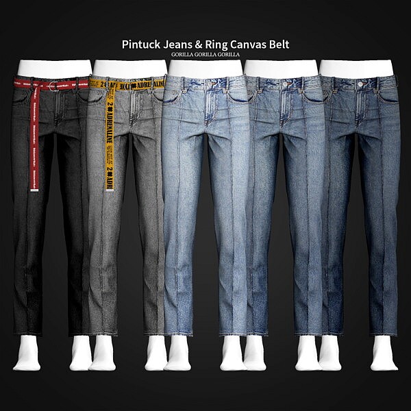 Pintuck Jeans & Ring Canvas Belt from Gorilla