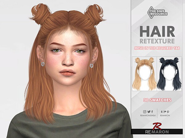 Double Half Bun LL114 Hair Retexture by remaron from TSR