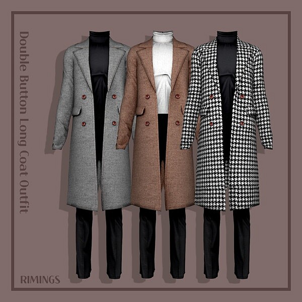 Double Button Long Coat Outfit from Rimings