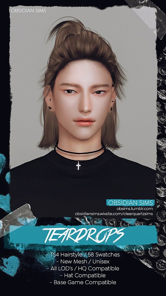TEARDROPS HAIRSTYLE from Obsidian Sims