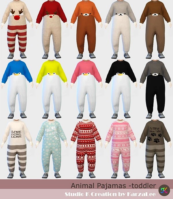 Animal Pajamas for toddler from Studio K Creation