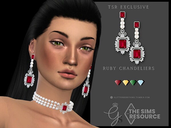 Ruby Chandelier Earrings by Glitterberryfly from TSR